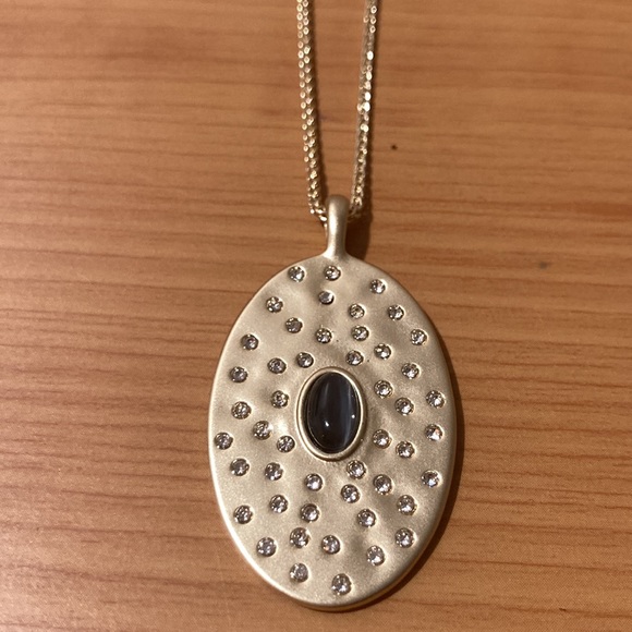 Lucky Brand Pave Set Stone Disc Pendant Necklace - Picture 4 of 10